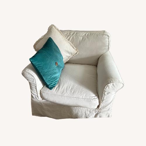 Used White Linen Armchair for sale on AptDeco