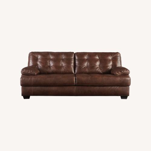 Used Ashley Furniture Dark Brown Leather 2 Seater Sofa for sale on AptDeco