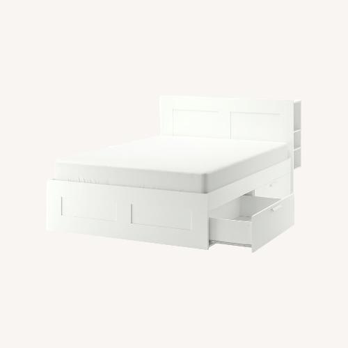 Used IKEA Brimnes White Queen Bed for sale on AptDeco