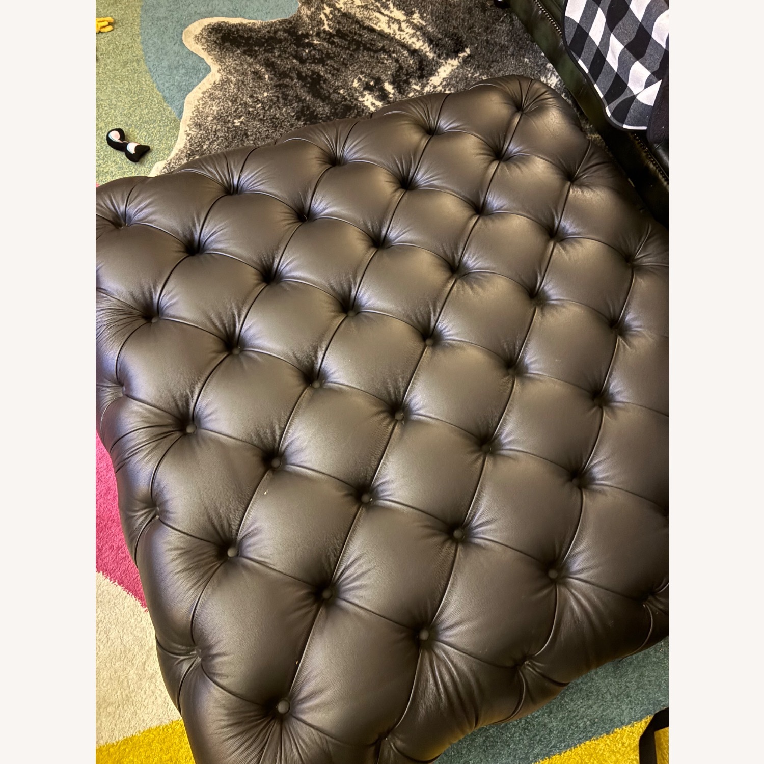 Stringer Ottoman Black Leather Coffee Table - image-1