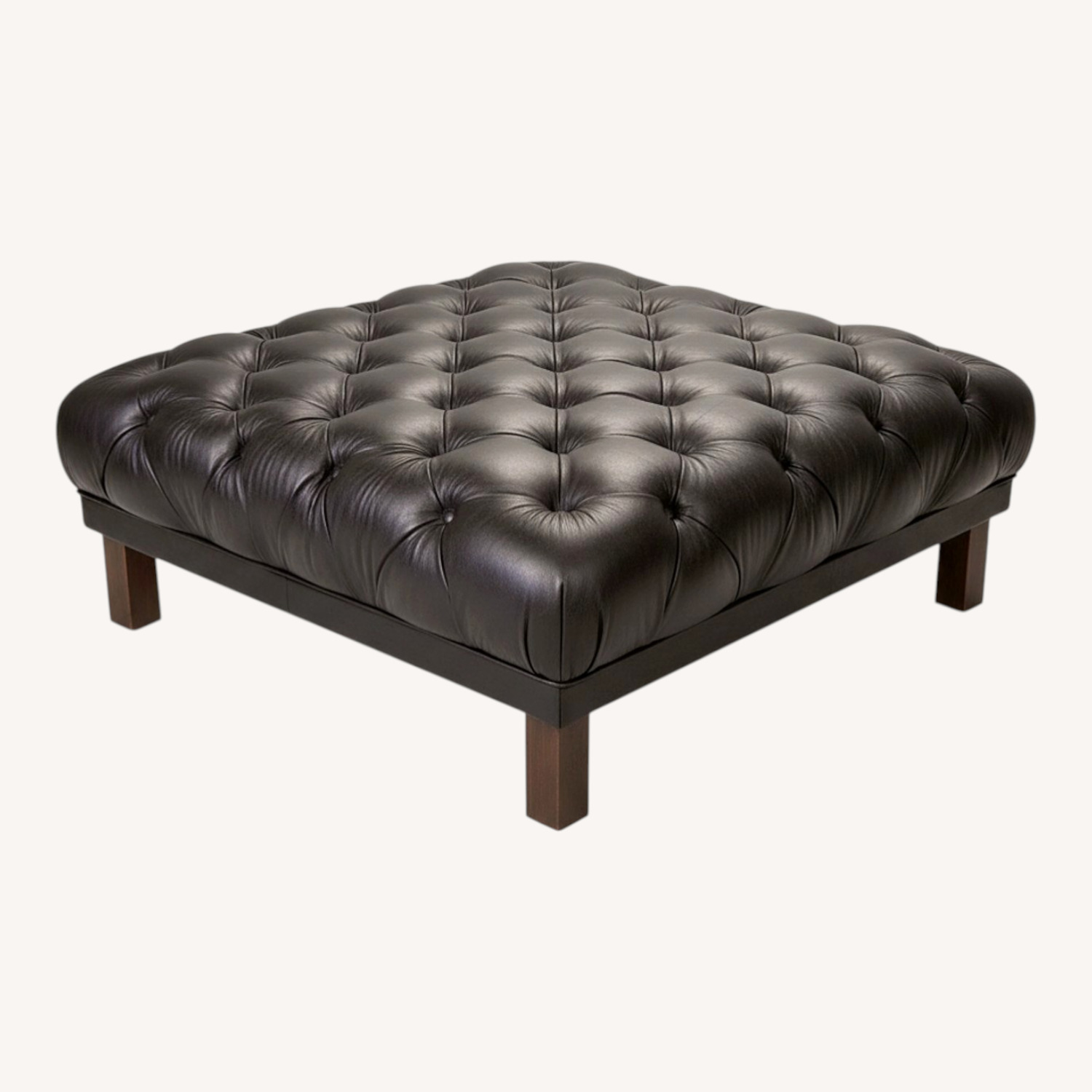 Stringer Ottoman Black Leather Coffee Table - image-0