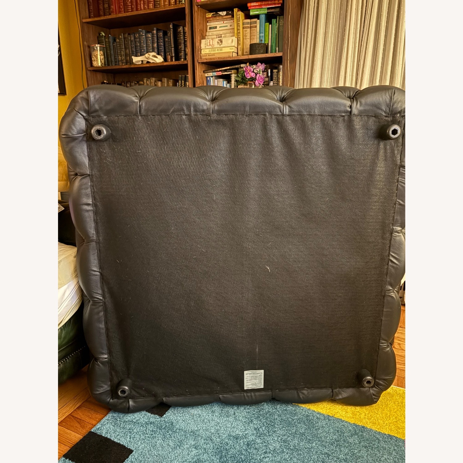 Stringer Ottoman Black Leather Coffee Table - image-6