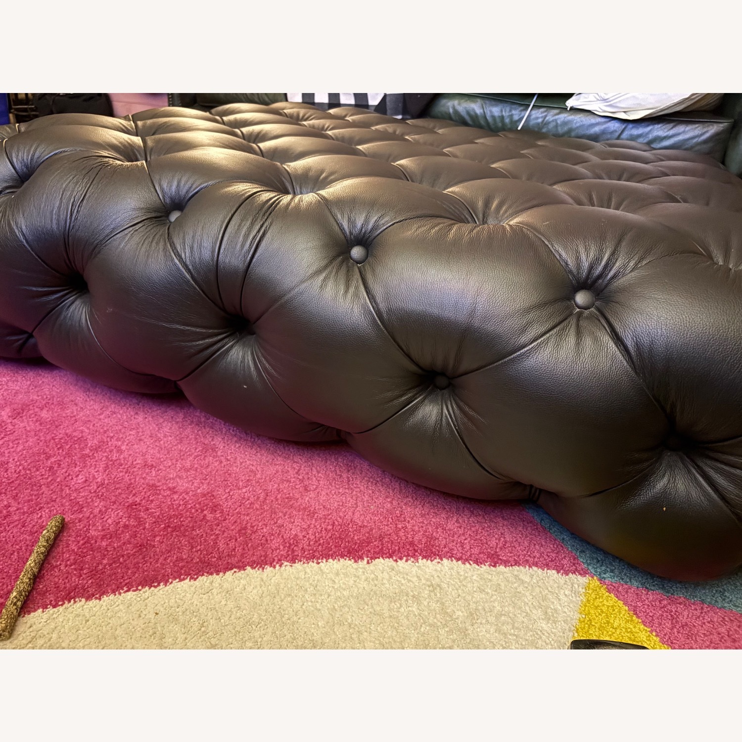 Stringer Ottoman Black Leather Coffee Table - image-2
