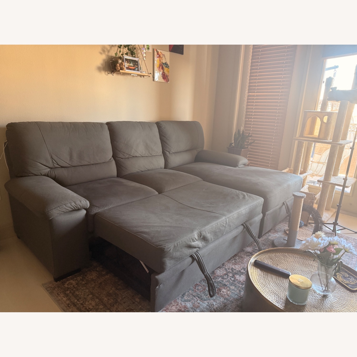 Dark Gray Fabric 2 Piece Sectional - image-3