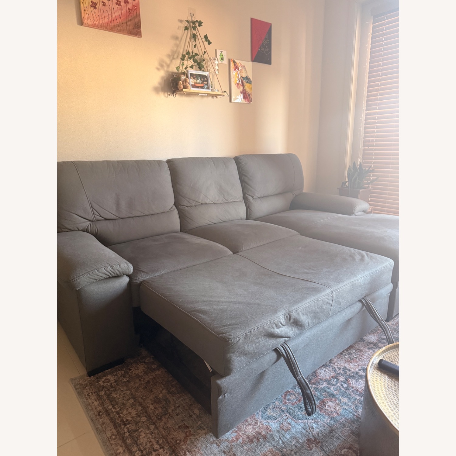 Dark Gray Fabric 2 Piece Sectional - image-2