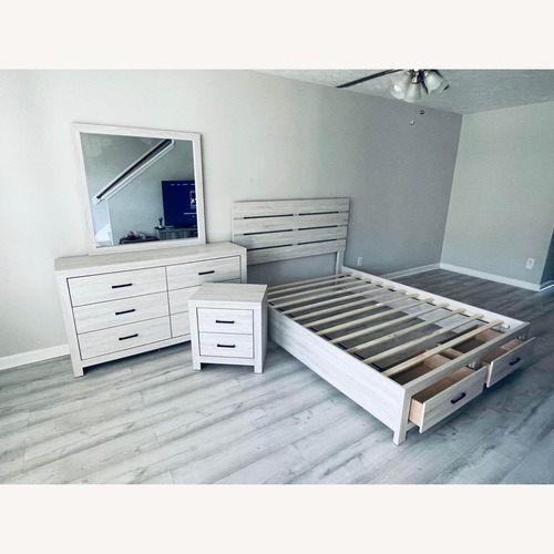 Used Coaster Fine Furniture White Wood Queen Bed for sale on AptDeco