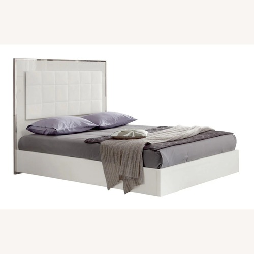 Used Modern Queen Bed Frame with Upholstered Headboard for sale on AptDeco