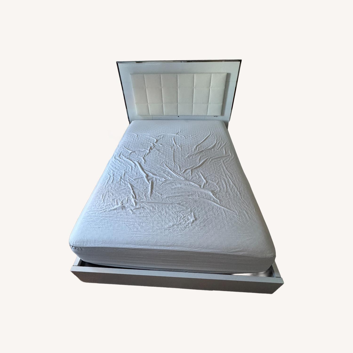 Modern Queen Bed Frame with Upholstered Headboard - image-0