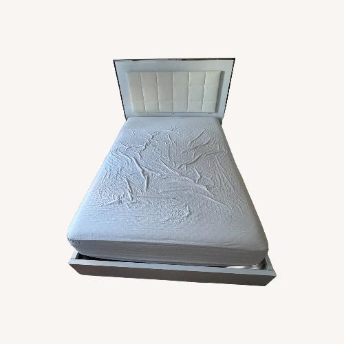 Used Modern Queen Bed Frame with Upholstered Headboard for sale on AptDeco