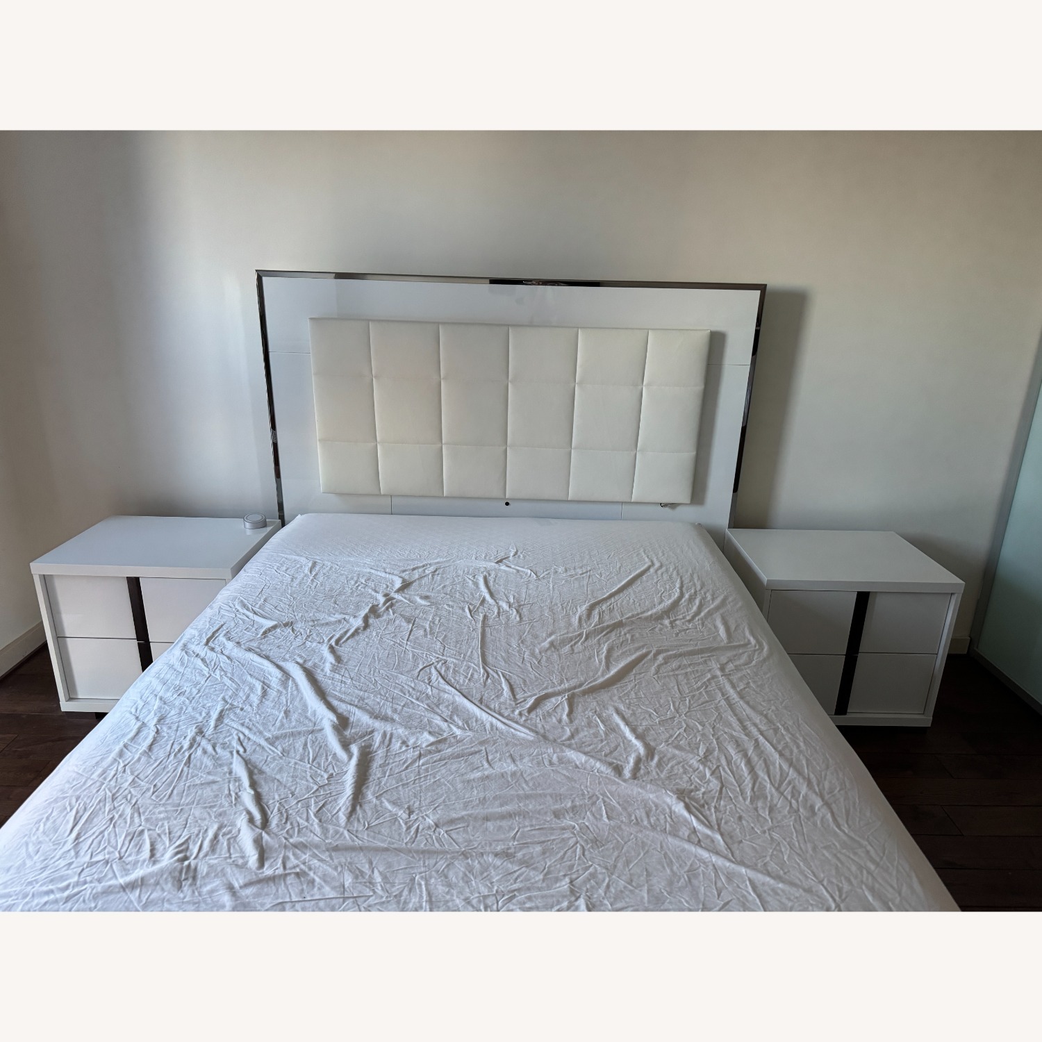 Modern Queen Bed Frame with Upholstered Headboard - image-2
