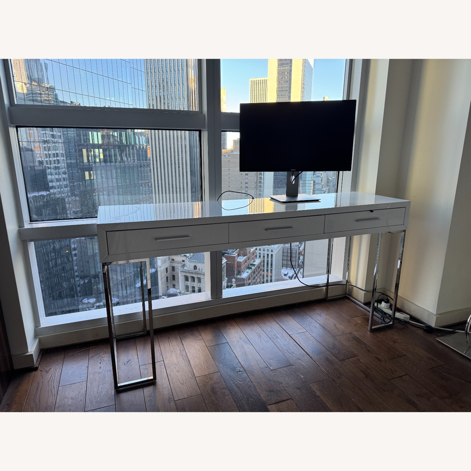 Modern White Lacquer Desk - image-2