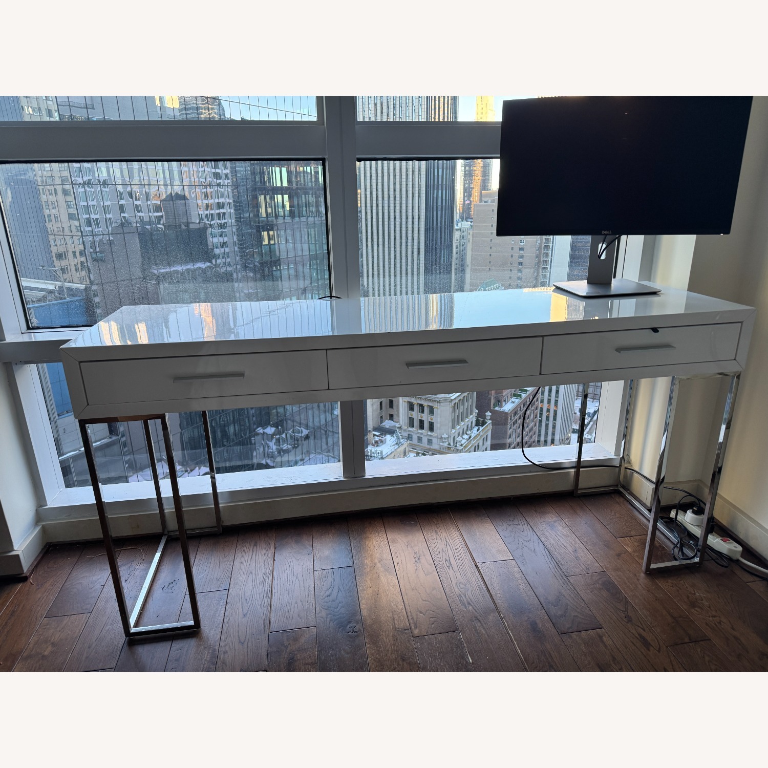 Modern White Lacquer Desk - image-1