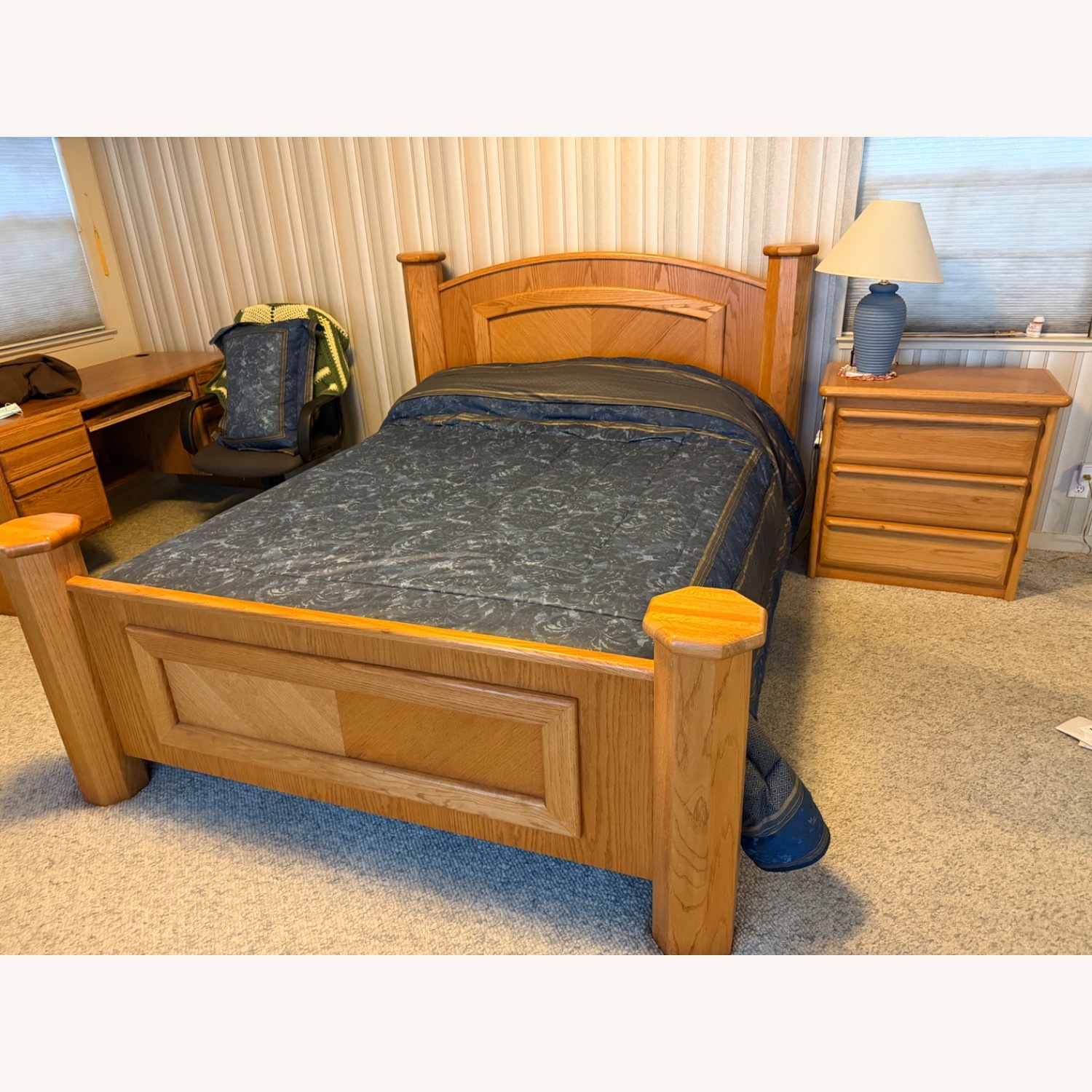 Light Brown Wood Queen Bed - image-3