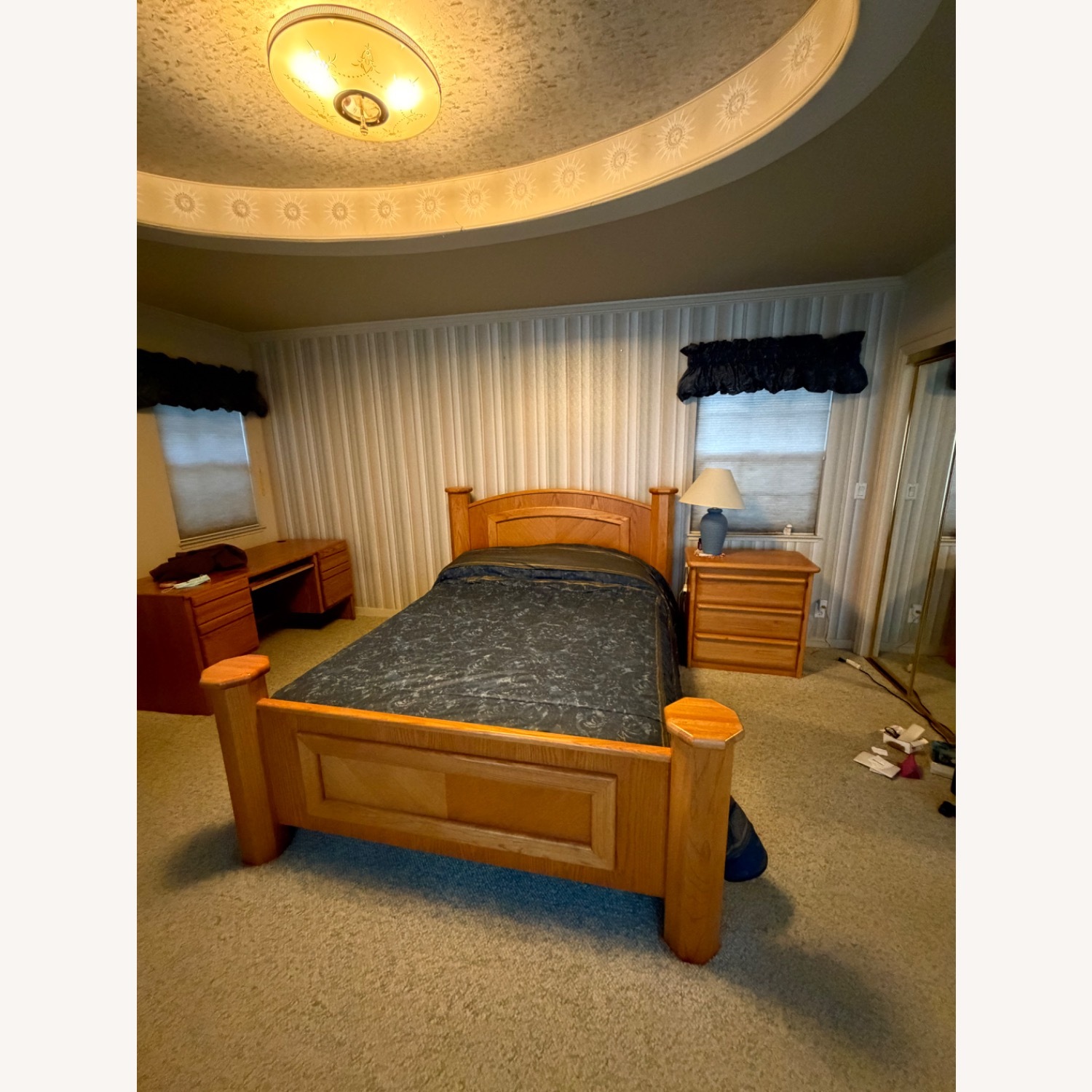 Light Brown Wood Queen Bed - image-2