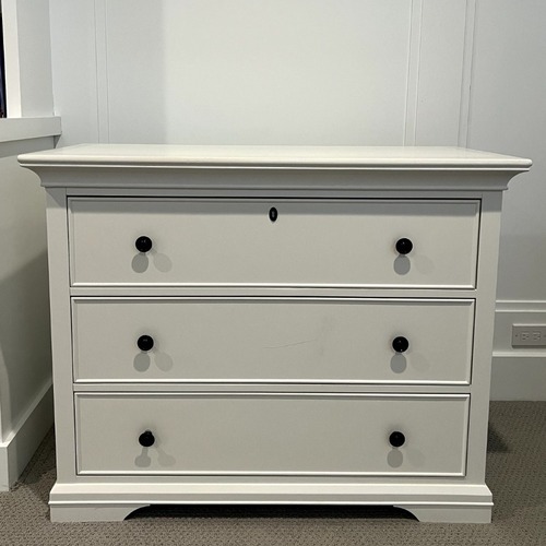 Used Pottery Barn Kids Larkin White Wood Dresser for sale on AptDeco