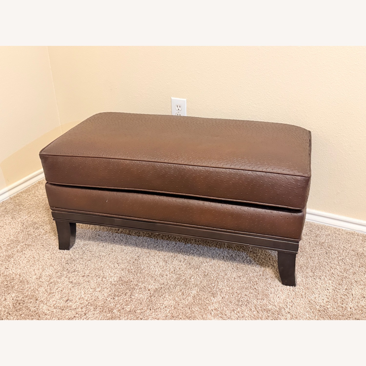 Vintage/Antique Dark Brown Ottoman - image-1