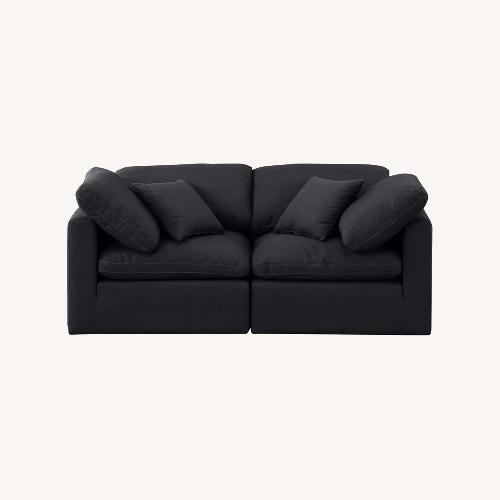 Used Wayfair Black Velvet 2 Seater Sofa for sale on AptDeco
