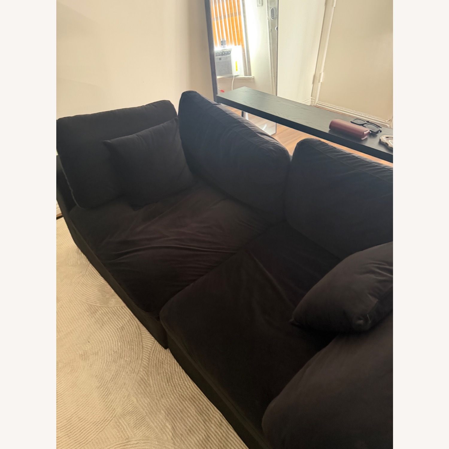 Wayfair Black Velvet 2 Seater Sofa - image-3