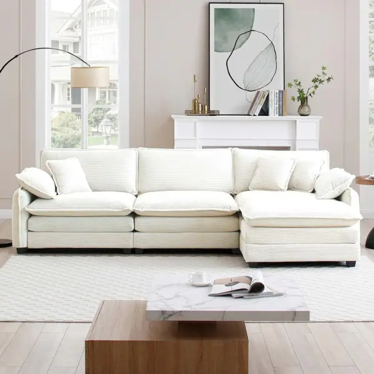 Bed Bath & Beyond White 3+ Piece Sectional - image-0
