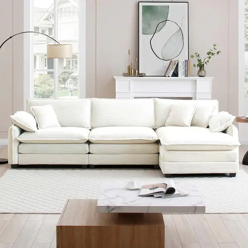 Used Bed Bath & Beyond White 3+ Piece Sectional for sale on AptDeco