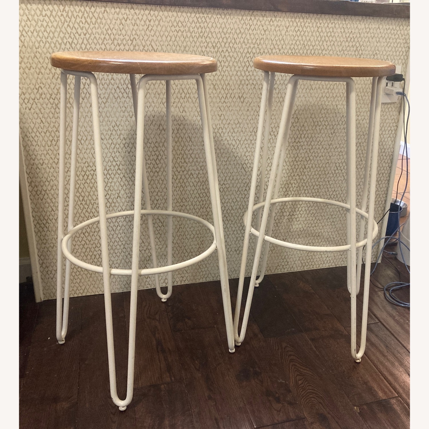 West Elm White Wood Stools - image-1