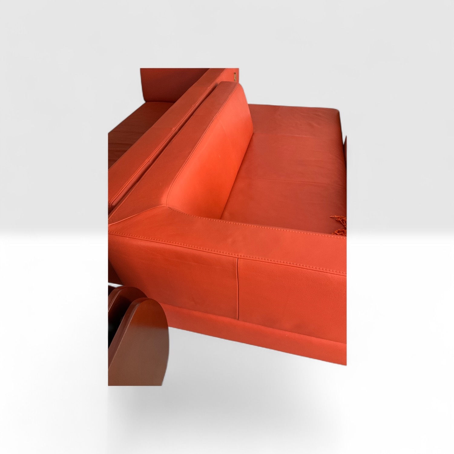 Orange Leather 2 Piece Sectional - image-5