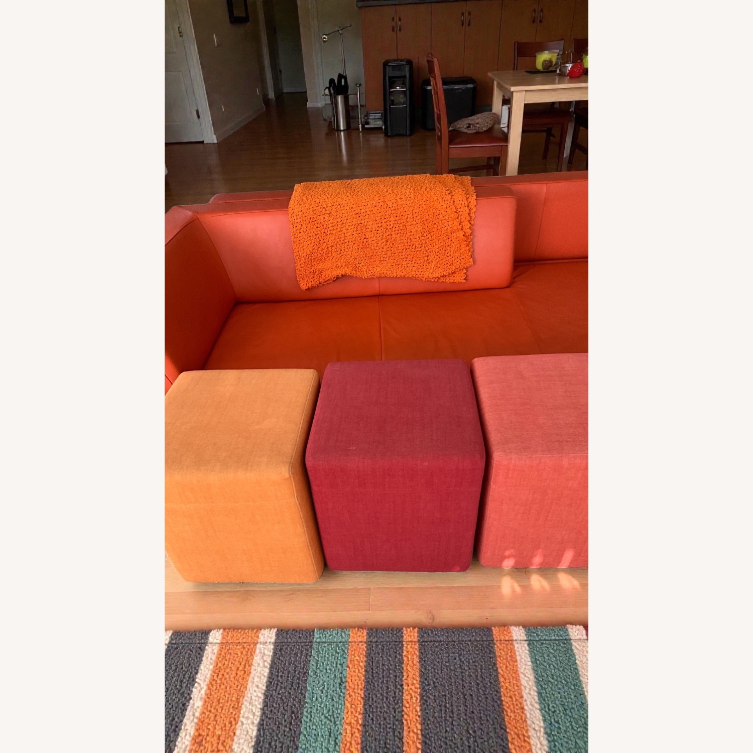 Orange Leather 2 Piece Sectional - image-6