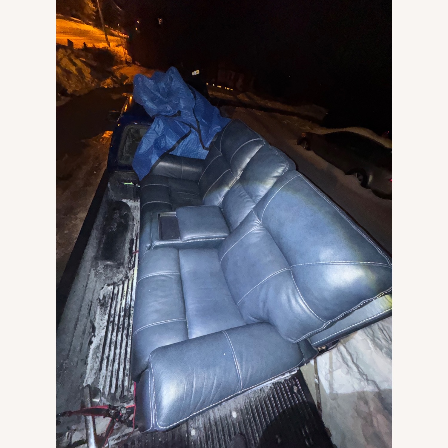 Raymour & Flanigan Barnett Furniture Blue 2 Seater Sofa - image-2