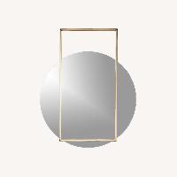 CB2 Pendulum Gold Round Wall Mirror 32"×40"
