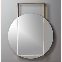 CB2 Pendulum Gold Round Wall Mirror 32"×40"