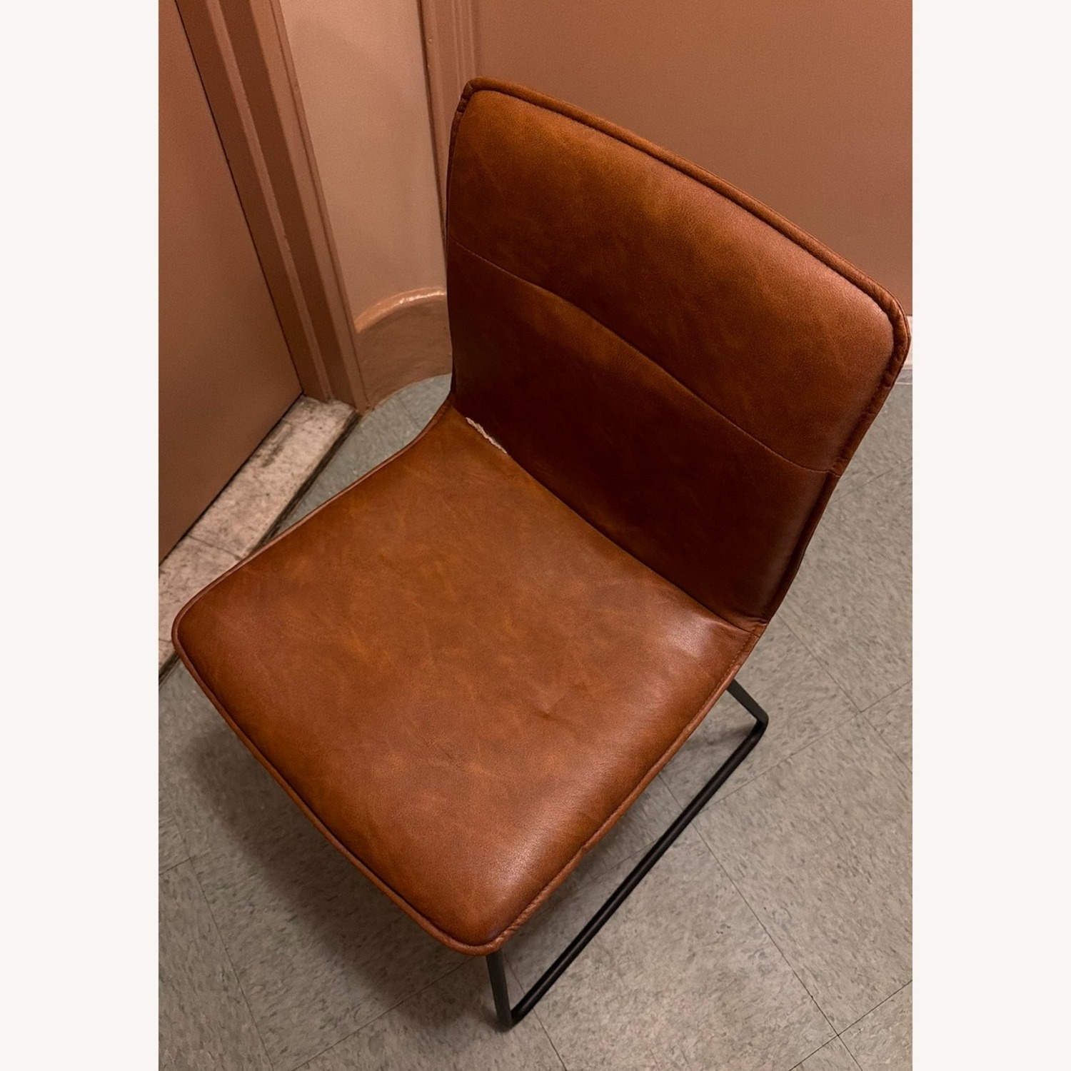 West Elm Dark Brown Leather Dining Chair - image-7