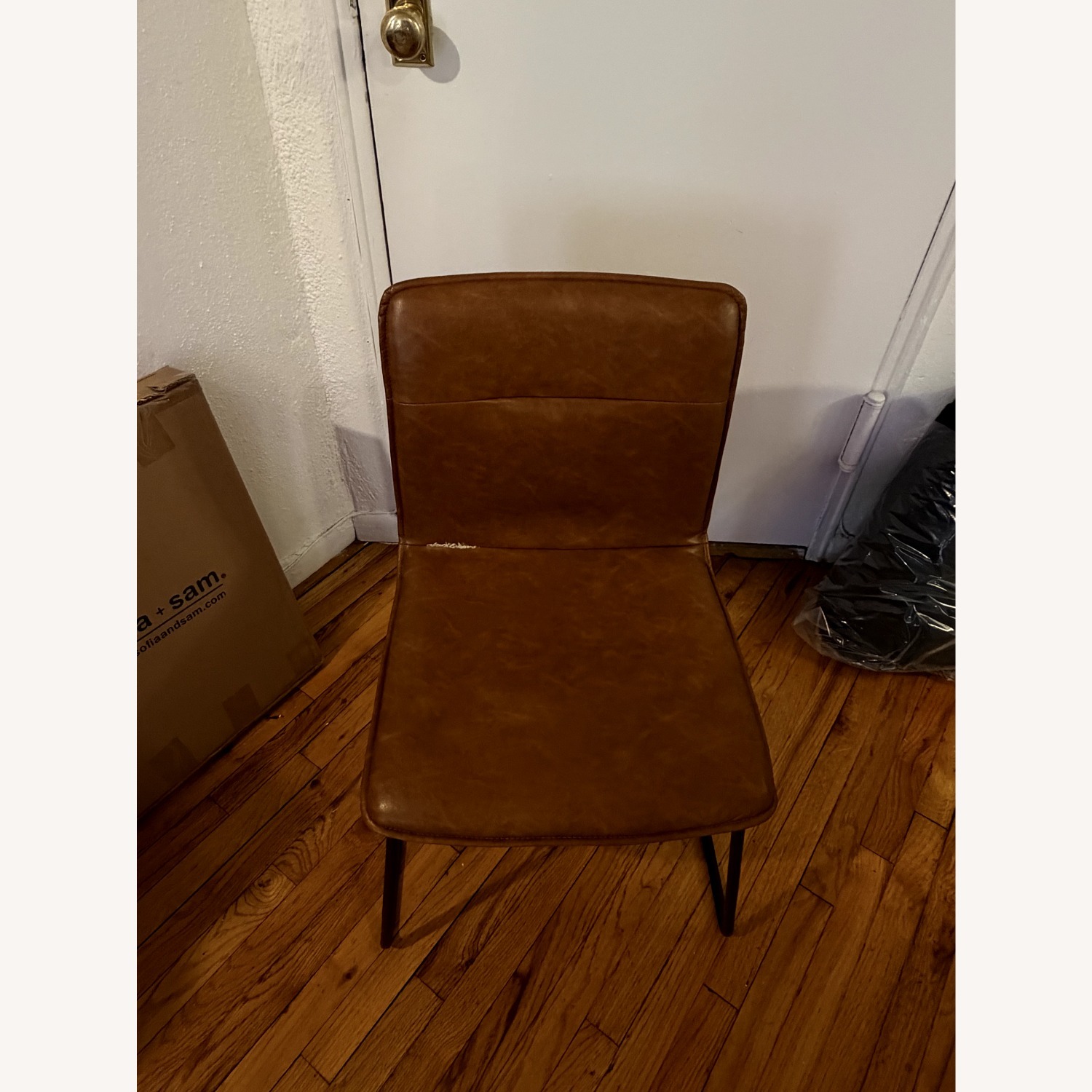 West Elm Dark Brown Leather Dining Chair - image-2