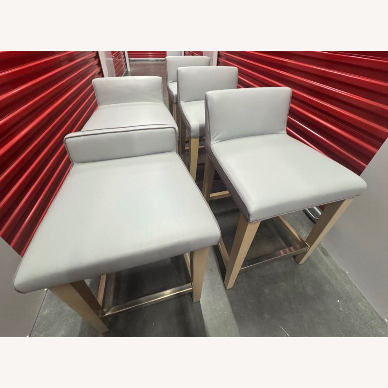 American Furniture Classic Light Gray Leather Office Chairs - image-5