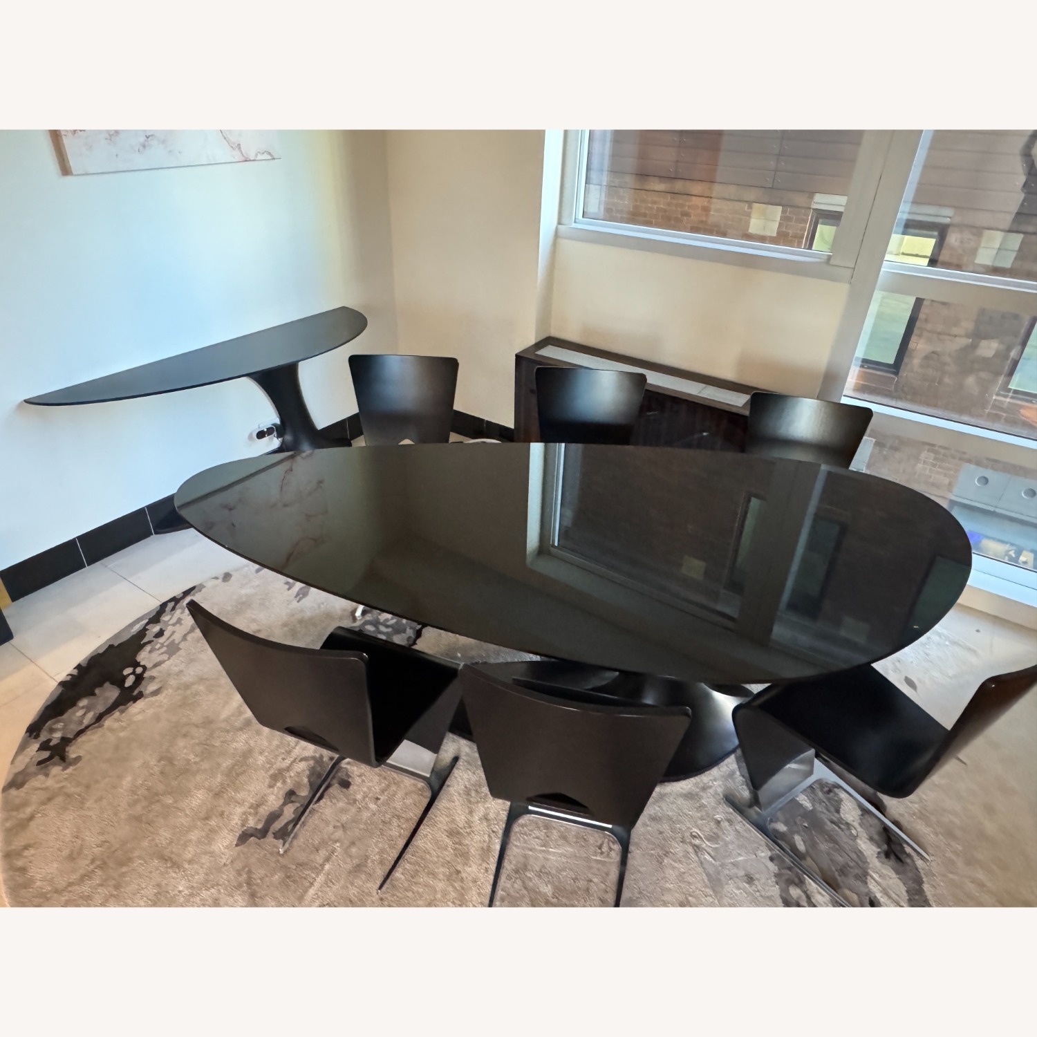 Roche Bobois Black Dining Table + Six Chairs - image-3