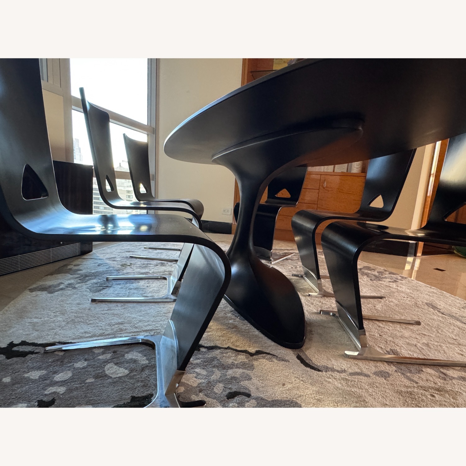 Roche Bobois Black Dining Table + Six Chairs - image-5