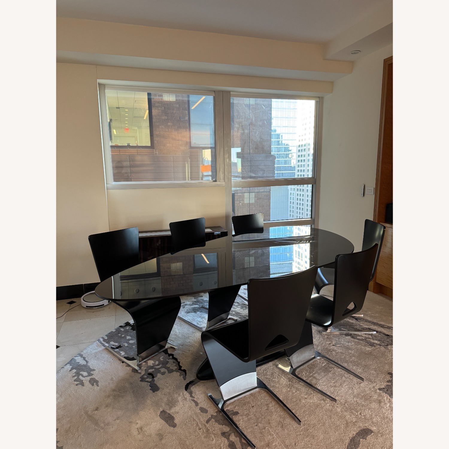 Roche Bobois Black Dining Table + Six Chairs - image-1