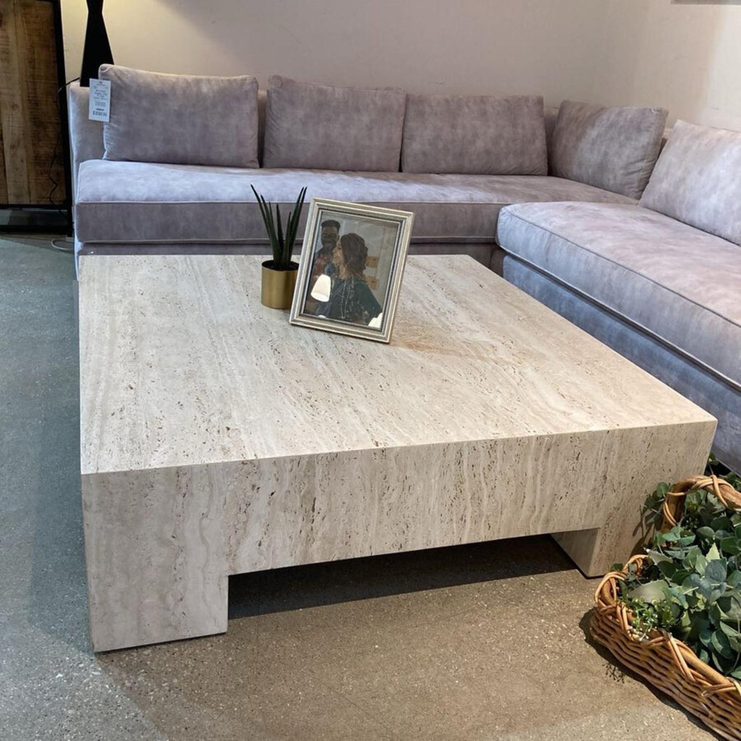 Travertine Square Coffee Table - image-1