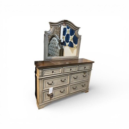 Used Ashley Lodenbay Two-Tone 7-Drawer Dresser with Mirror for sale on AptDeco