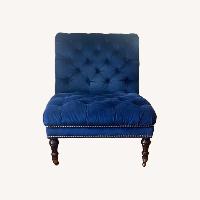 Custom Hand-tufted Blue Velvet Accent Chair