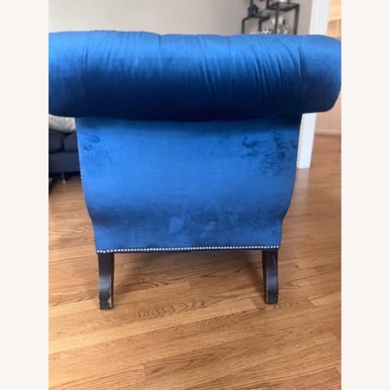 Custom Hand-tufted Blue Velvet Accent Chair - image-2