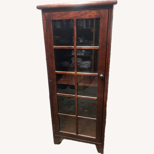 Used Crate & Barrel Dark Brown Wood Storage Cabinet for sale on AptDeco