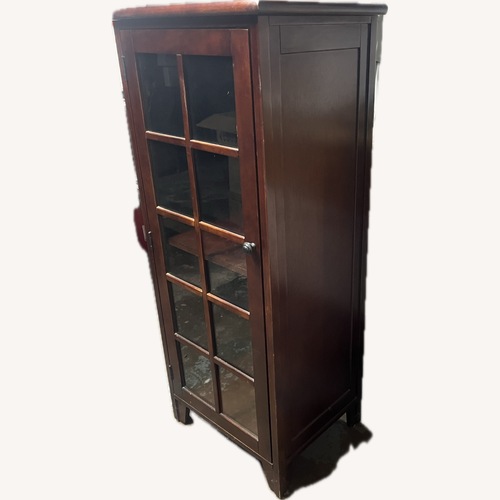 Used Crate & Barrel Dark Brown Wood Storage Cabinet for sale on AptDeco