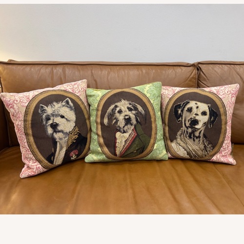 Used Rare Vintage Thierry Poncelet Dog Portrait Pillows for sale on AptDeco