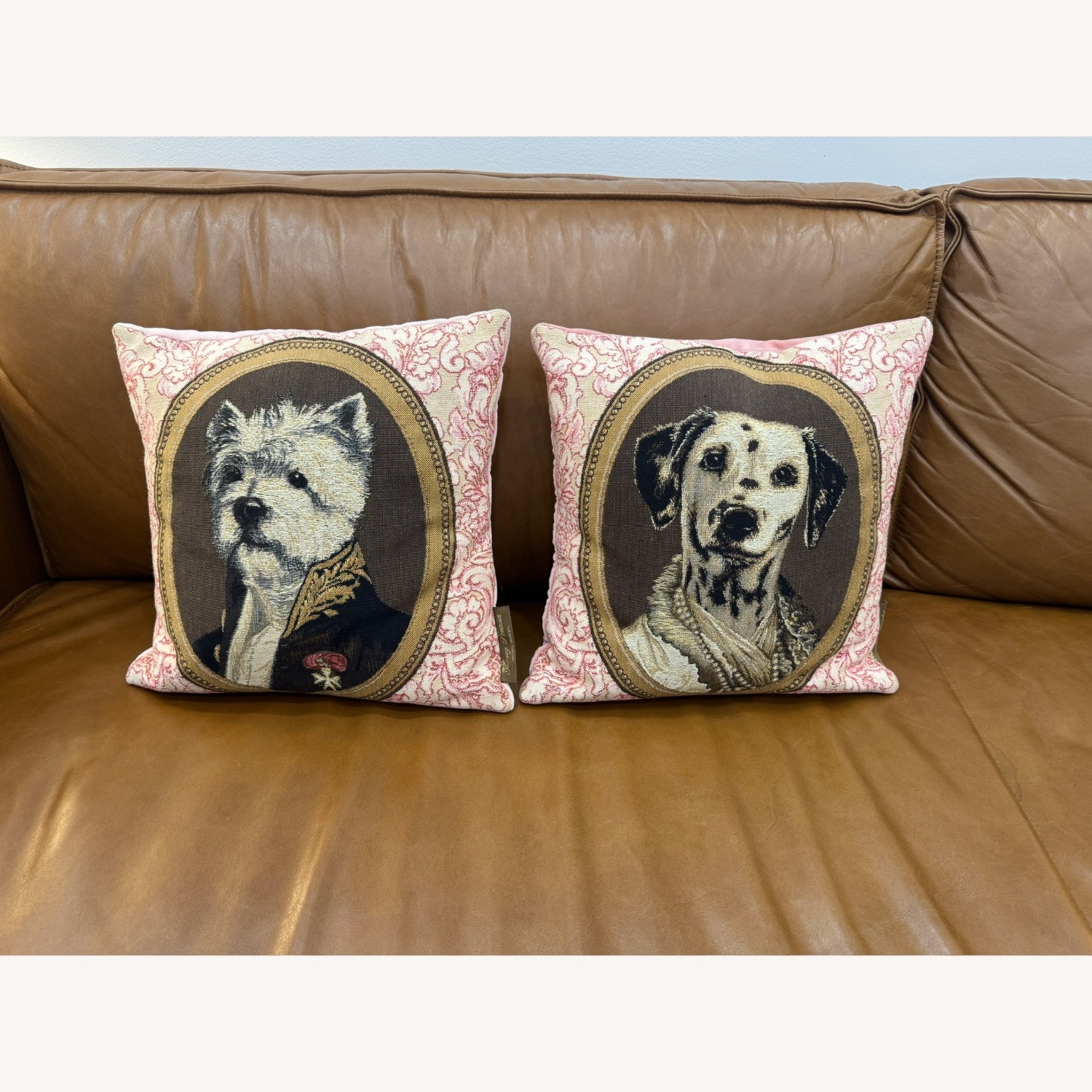 Rare Vintage Thierry Poncelet Dog Portrait Pillows - image-5