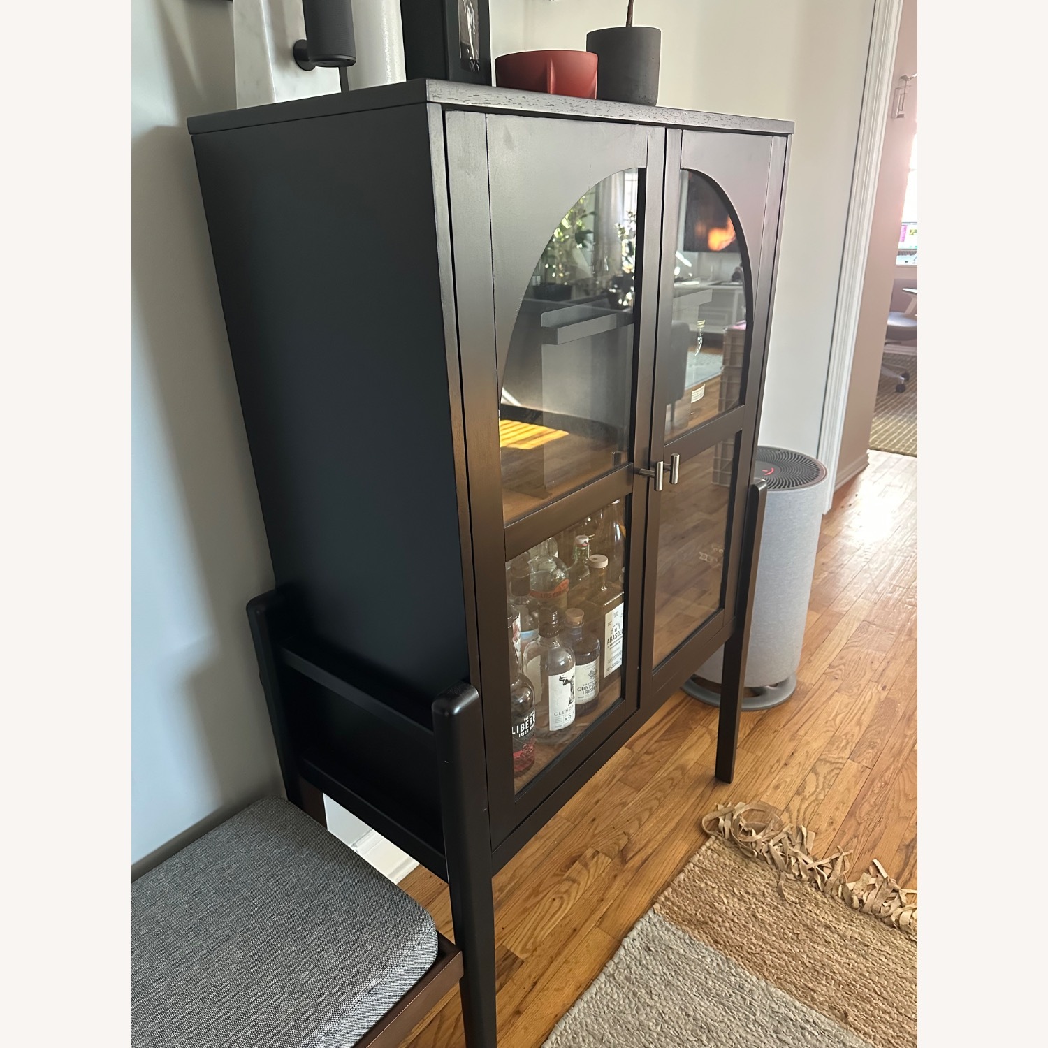 Amazon Nathan James Black Wood & Glass Cabinet - image-2