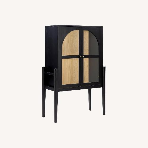 Used Amazon Nathan James Black Wood & Glass Cabinet for sale on AptDeco