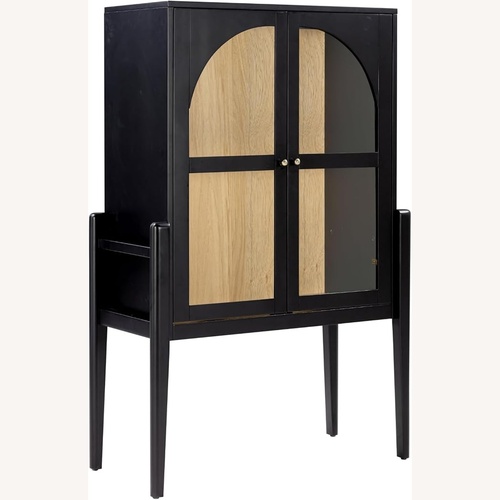 Used Amazon Nathan James Black Wood & Glass Cabinet  for sale on AptDeco