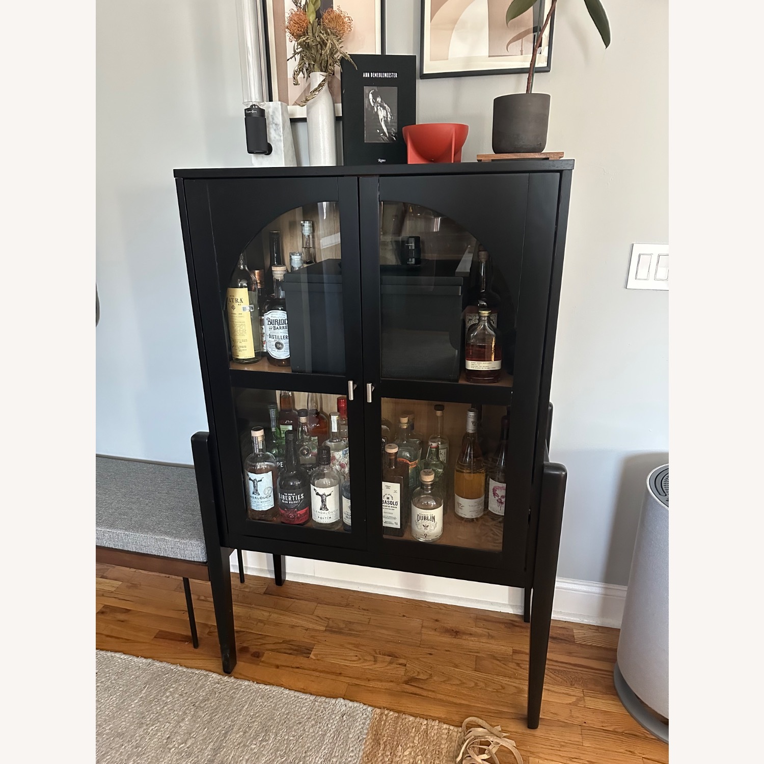 Amazon Nathan James Black Wood & Glass Cabinet - image-1