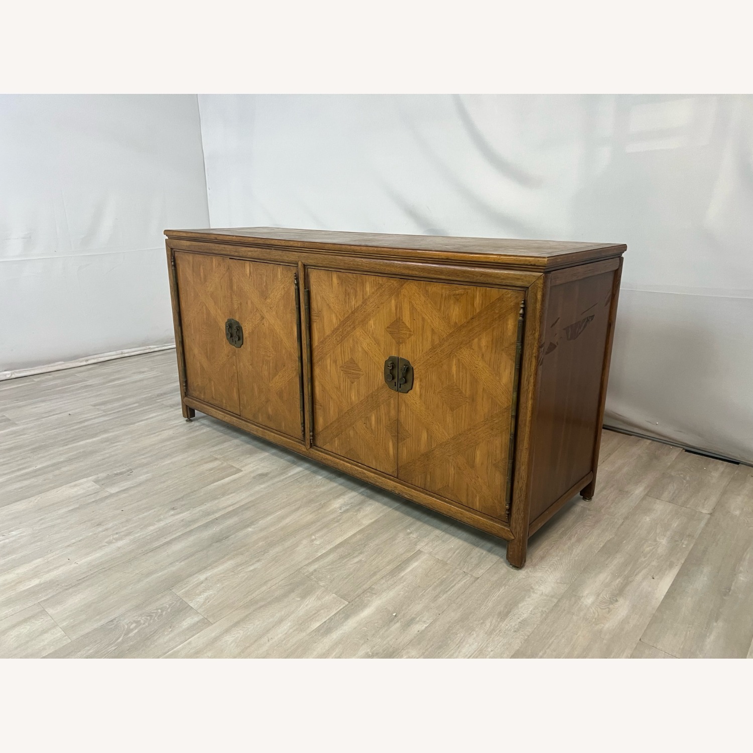 Diamond Parquet Hollywood Regency Credenza - image-2