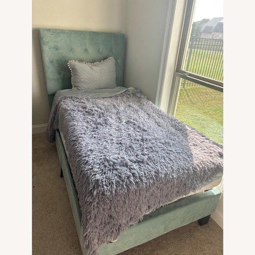 Used Green Velvet Twin Bed for sale on AptDeco